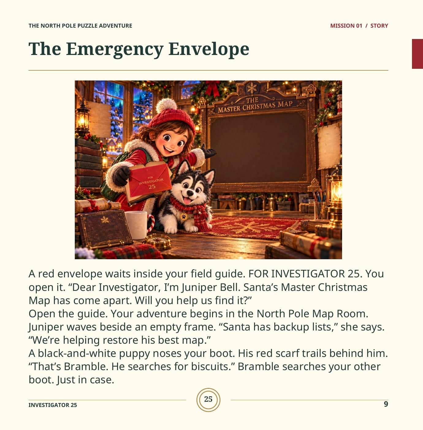 Sample page 9: The Emergency Envelope, the opening story of Mission 1